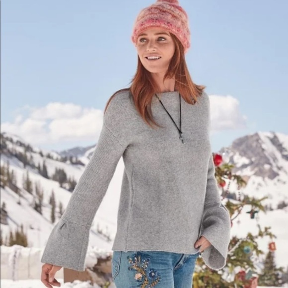 Sundance Sweaters - Sundance Fine Variations Bell Sleeve Wool Blend Womens Sweater Sz M Gray